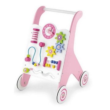 Дитячі ходунки-каталка Viga Toys з бізібордом, рожевий (50178)