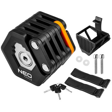 Замок протиугінний Neo Tools складаний, цинковий сплав + ABS пластик, 3 ключі, 78см, 0.62кг 91-006 фото