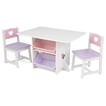 Детский стол с ящиками и двумя стульями KidKraft Star Table & Chair Set - розовый (26913) 26913 фото