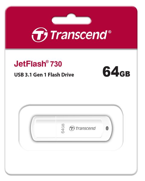 Накопичувач Transcend 64GB USB 3.1 Type-A JetFlash 730 White (TS64GJF730) TS64GJF730 фото