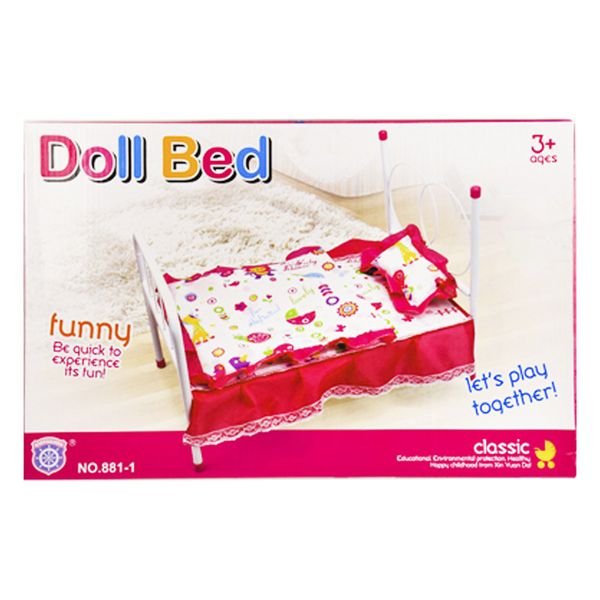Кроватка для кукол с постельным бельем металлическая (881-1) 881-1 фото