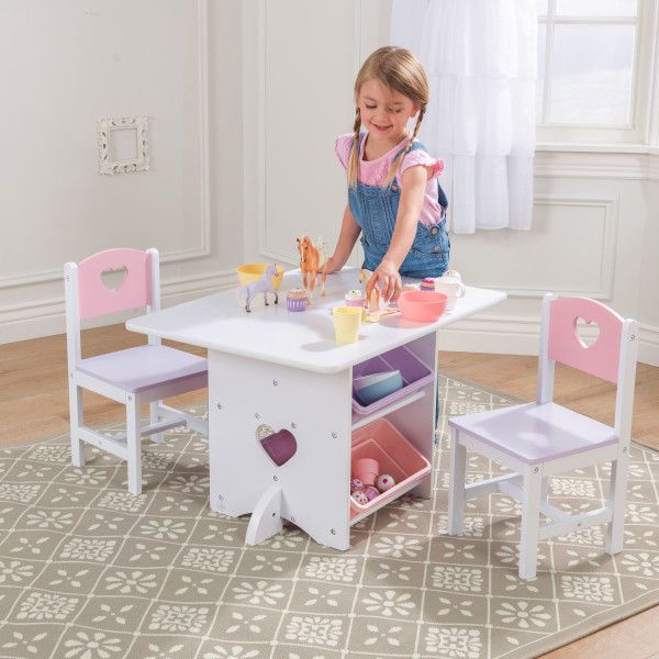 Детский стол с ящиками и двумя стульями KidKraft Star Table & Chair Set - розовый (26913) 26913 фото