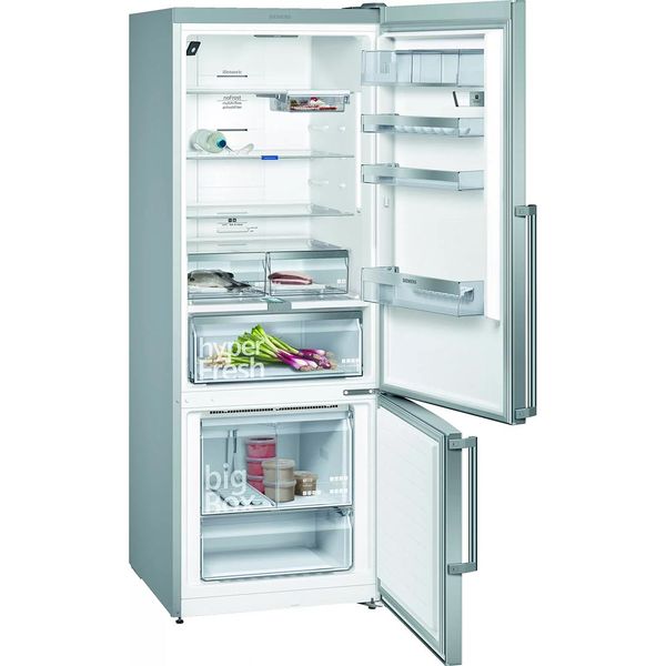 Холодильник Siemens з нижн. мороз., 192x70х80, холод.відд.-400л, мороз.відд.-105л, 2дв., А++, NF, дисплей, нерж (KG56NHIF0N) KG56NHIF0N фото