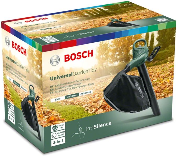 Повітродув-пилосос садовий Bosch GardenTidy, 1800Вт, 3в1, 285км/год, мішок 45л, 4.7кг (0.600.8B1.000) 0.600.8B1.000 фото