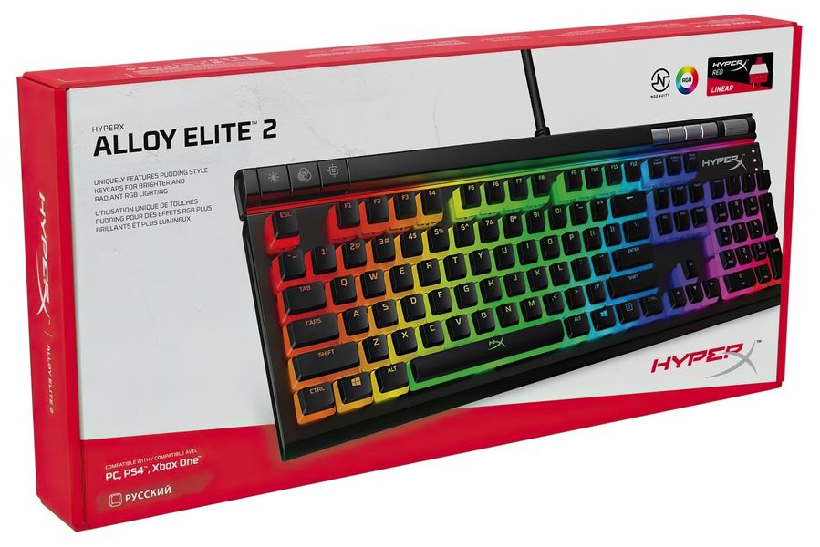 Клавіатура HyperX Alloy Elite 2.0 Red USB RGB ENG/RU Black (4P5N3AX) 4P5N3AX фото