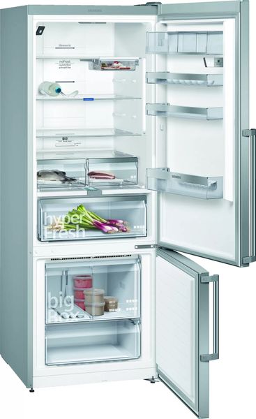 Холодильник Siemens з нижн. мороз., 192x70х80, холод.відд.-400л, мороз.відд.-105л, 2дв., А++, NF, дисплей, нерж (KG56NHI306) KG56NHI306 фото