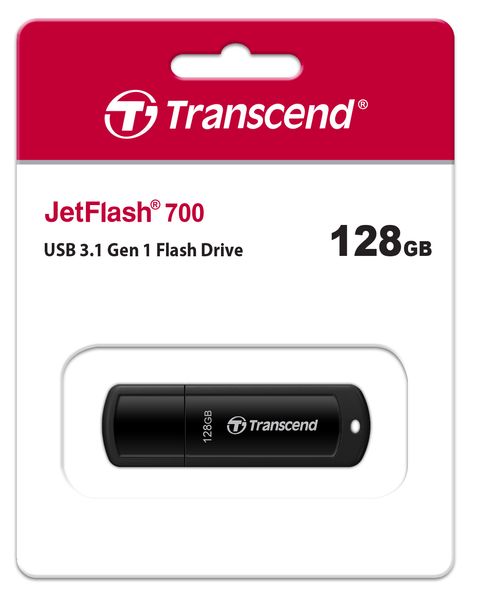 Накопичувач Transcend 128GB USB 3.1 Type-A JetFlash 700 Black (TS128GJF700) TS128GJF700 фото