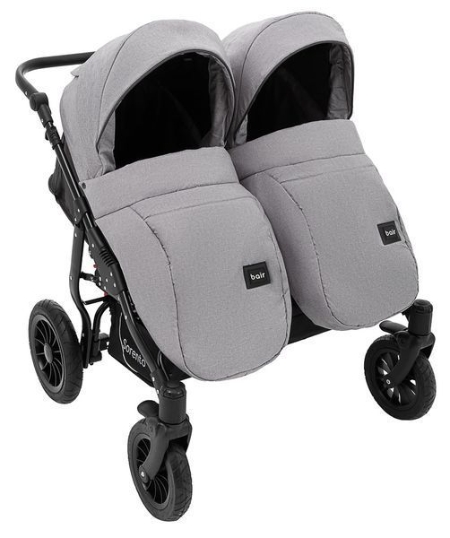 Коляска 2 в 1 для двойни Bair Sorento DUO BS-02 серый/графит (680814) 680814 фото
