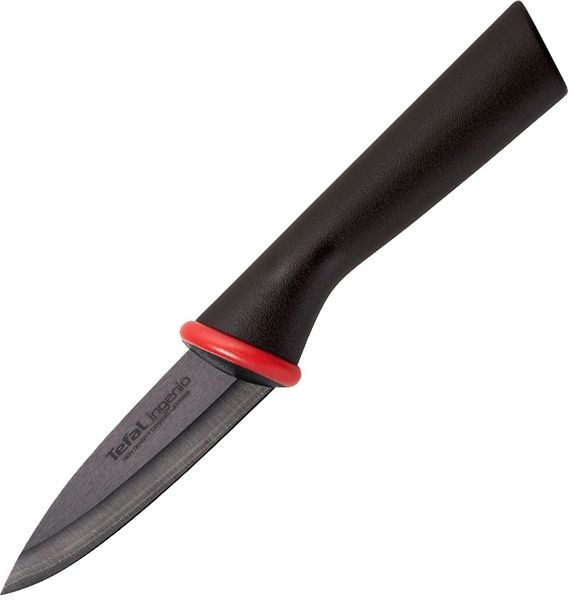 Кухонний ніж для чищення овочів Tefal Ingenio Ceramic Black, довжина леза 8 см, кераміка, чохол (K1520314) K1520314 фото
