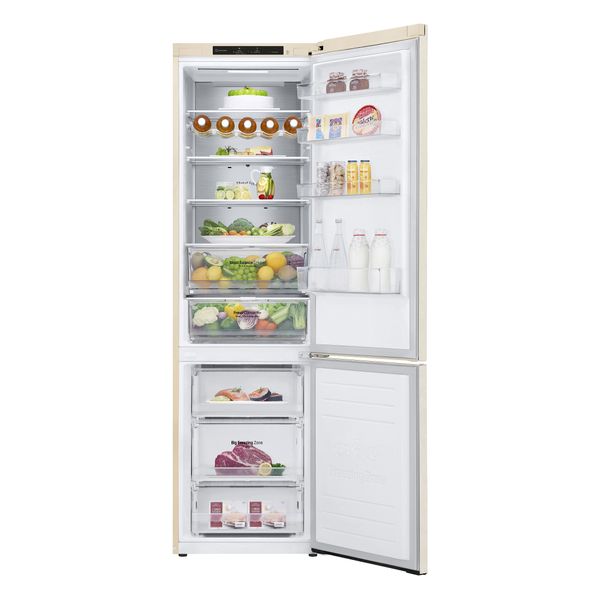 Холодильник LG з нижн. мороз., 203x60х68, холод.відд.-277л, мороз.відд.-107л, 2дв., А++, NF, інв., диспл внутр., зона св-ті, Metal Fresh, бежевий (GW-B509SENM) GW-B509SENM фото