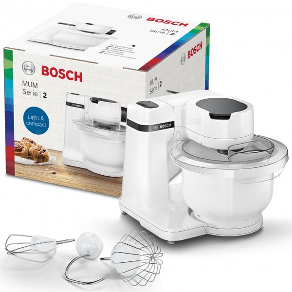 Кухонна машина Bosch, 700Вт, чаша-пластик, корпус-пластик, насадок-3, білий (MUMS2AW00) MUMS2AW00 фото
