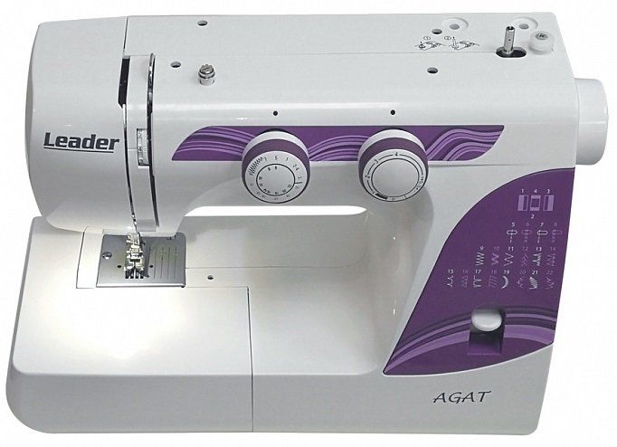 Швейна машина Lеader Agat електромех., 70 Вт, 22 швейні операції, LED, білий/фіолетовий (AGAT) AGAT фото