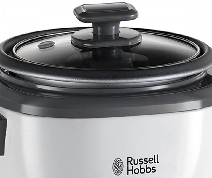 Рисоварка Russell Hobbs, 500Вт, чаша-3,3л, механічне керування, знімна кришка, нерж. сталь, чорно-біла (27040-56) 27040-56 фото