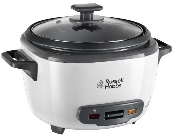 Рисоварка Russell Hobbs, 500Вт, чаша-3,3л, механическое управление, съемная крышка, нерж. сталь, черно-белая (27040-56) 27040-56 фото