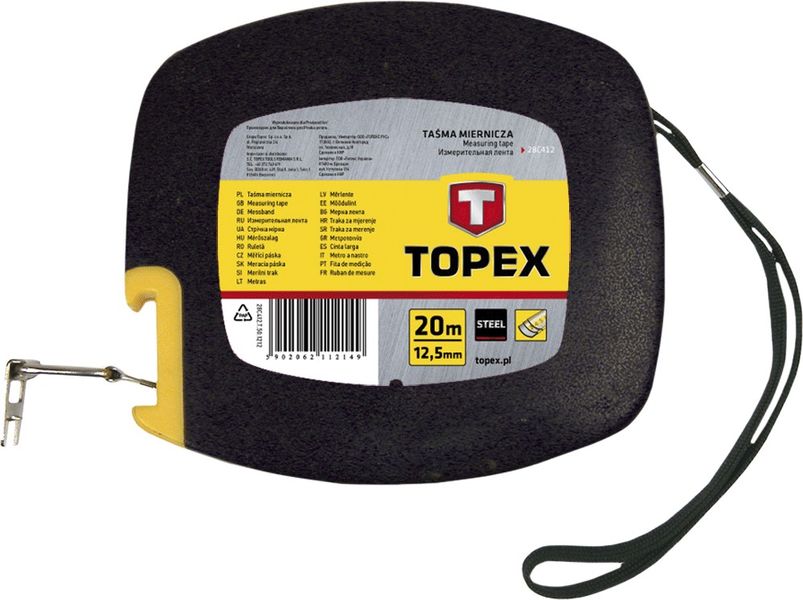 Лента измерительная TOPEX, стальная, 12.5мм х 20м (28C412) 28C412 фото