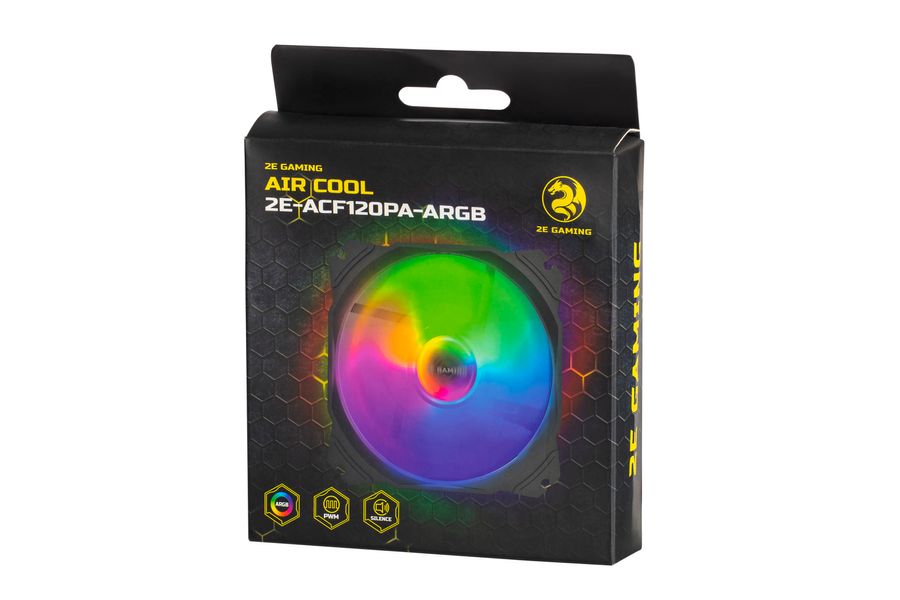 Корпусний вентилятор 2E Gaming Air Cool ACF120PA-ARGB, 120mm, 800-1700rpm, 4pin PWM, + 5V 3pin RGB, 19.4-33.8dBa (2E-ACF120PA-ARGB) 2E-ACF120PA-ARGB фото