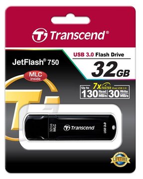 Накопичувач Transcend 32GB USB 3.1 Type-A JetFlash 750 Black (TS32GJF750K) TS32GJF750K фото