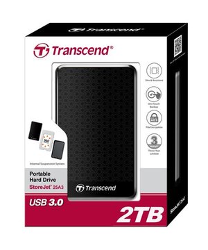 Портативний жорсткий диск Transcend 2TB USB 3.1 StoreJet 25A3 Black (TS2TSJ25A3K) TS2TSJ25A3K фото