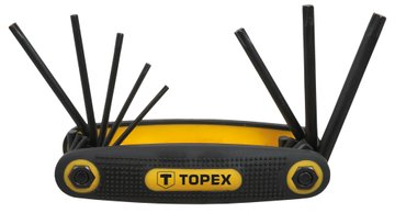 Ключи Torx TOPEX, набор 8 ед., T9-T40, прямые, складываются в ручку (35D959) 35D959 фото