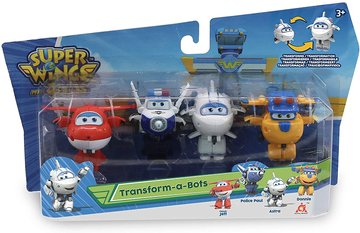 Игровой набор Super Wings Transform-a-bots, 4 фигурки-трансформеры, Джетт, Пол, Астра, Донни строитель (EU720040H) EU720040H фото
