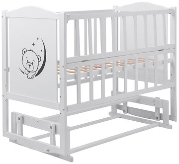Ліжко Babyroom Тедді Т-02 фігурний бильце, маятник, відкидний бік білий 624692 фото