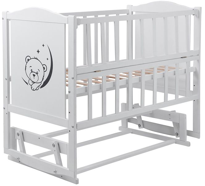 Ліжко Babyroom Тедді Т-02 фігурний бильце, маятник, відкидний бік білий (624692) 624692 фото