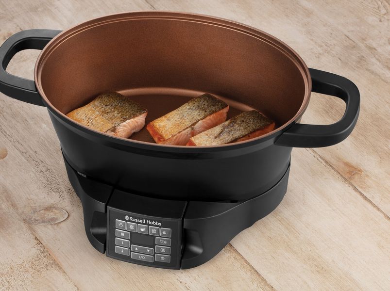 Мультиварка Russell Hobbs Good To Go, 1000Вт, чаша-6,5л, кнопочное управление, съемная крышка, керамика, черный (28270-56) 28270-56 фото