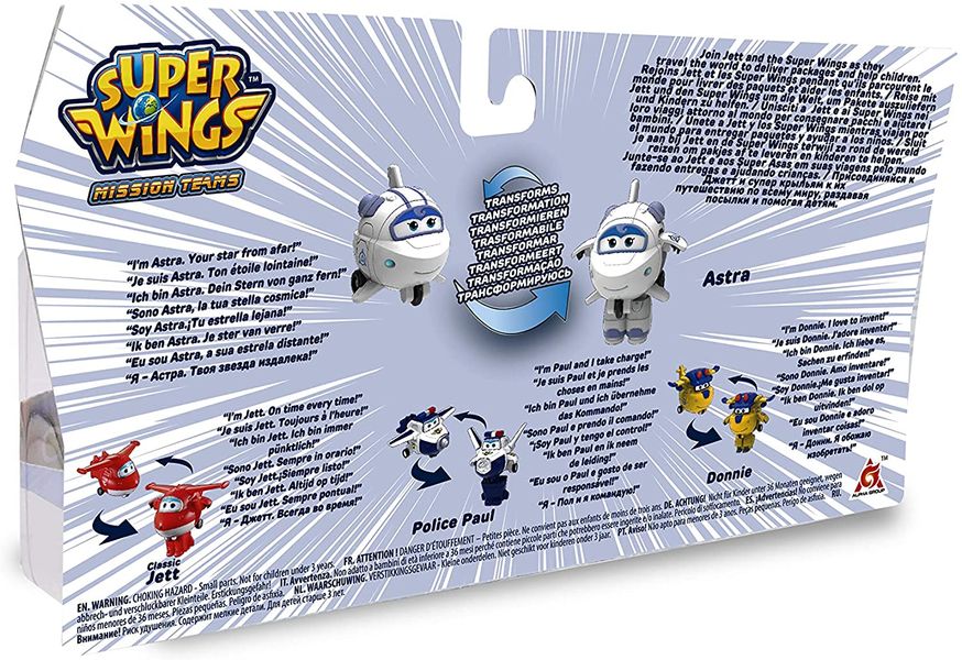 Игровой набор Super Wings Transform-a-bots, 4 фигурки-трансформеры, Джетт, Пол, Астра, Донни строитель (EU720040H) EU720040H фото