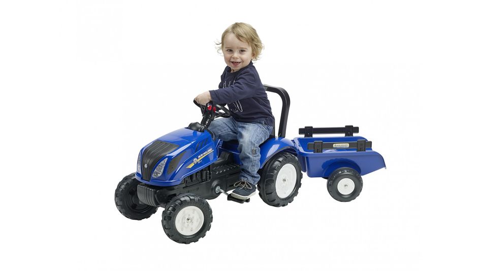 Дитячий трактор на педалях з причепом Falk NEW HOLLAND (колір-синій) (3080AB) 3080AB фото