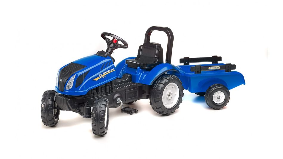 Детский трактор на педалях с прицепом Falk NEW HOLLAND (цвет синий) (3080AB) 3080AB фото