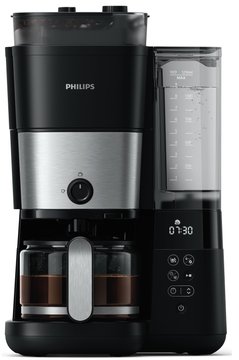 Кофеварка Philips капельная All-in-1 Brew, 1.25л, зерно+молотая, дисплей, подогрев кофейника, кофемолка, черный - Уцінка HD7900/50 фото