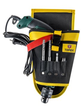 Кобура для інструменту TOPEX, широка кишеня для дриля або шурупокруту, 4 кишені для свердлів (79R415) 79R415 фото