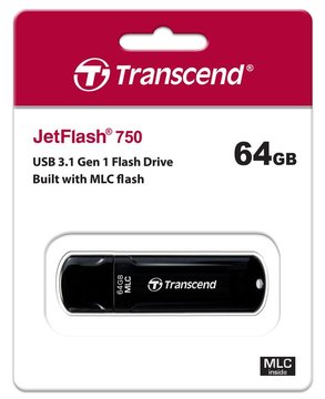 Накопичувач Transcend 64GB USB 3.1 Type-A JetFlash 750 Black (TS64GJF750K) TS64GJF750K фото