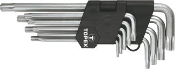 Ключи Torx TOPEX, набор 9 ед., Torx с отверстием, T10-T50, длинные (35D961) 35D961 фото