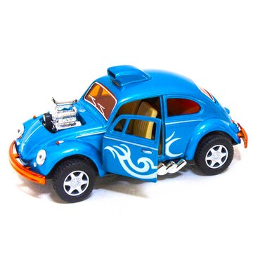 Машинка металлическая инерционная Volkswagen Beetle Custom Dragracer Kinsmart KT5405W 1:32 Голубой KT5405W(Light-Blue) фото