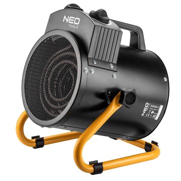 Теплова гармата електрична Neo Tools, 2кВт, 50м кв, 330м куб/год, нагрів. елемент - нерж. сталь, IPX4, чорний - Уцінка 90-067 фото