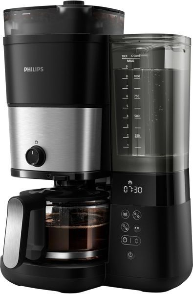 Кавоварка Philips крапельна All-in-1 Brew 1.25л, зерно + мелена, дисплей, підігрів кавника, кавомолка, чорний - Уцінка HD7900/50 фото