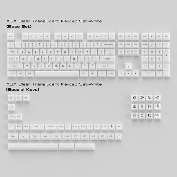 Набір кейкапів Akko ASA Clear printed keycap White V2 Fullset 6925758621342 фото