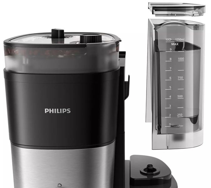 Кавоварка Philips крапельна All-in-1 Brew 1.25л, зерно + мелена, дисплей, підігрів кавника, кавомолка, чорний - Уцінка HD7900/50 фото