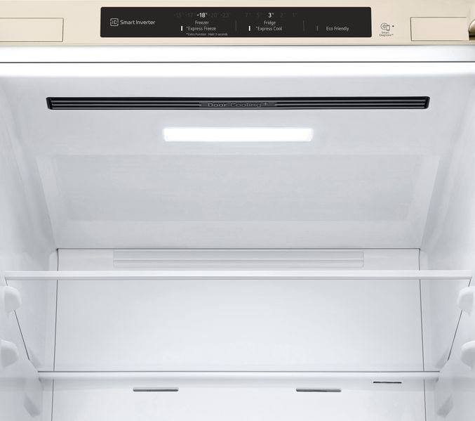 Холодильник LG з нижн. мороз., 203x60х68, холод.відд.-277л, мороз.відд.-107л, 2дв., А++, NF, інв., диспл внутр., зона св-ті, бежевий (GW-B509SEZM) GW-B509SEZM фото