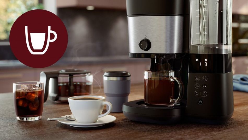 Кавоварка Philips крапельна All-in-1 Brew 1.25л, зерно + мелена, дисплей, підігрів кавника, кавомолка, чорний - Уцінка HD7900/50 фото