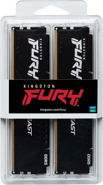 Пам'ять ПК Kingston DDR5 32GB KIT (16GBx2) 5600 FURY Beast Black EXPO (KF556C36BBEK2-32) KF556C36BBEK2-32 фото