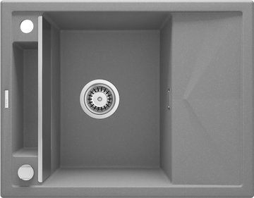 Мойка кухонная Deante Magnetic, гранит, прямоугольная, с крылом, 640х500х219мм, чаша - 1, врезная, серый ZRM_S11A фото