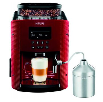 Кофемашина Krups Essential, 1,7л, зерно, автомат.капуч, ОLED диспл, металл контейнер для молок, бордово-черный (EA816570) EA816570 фото