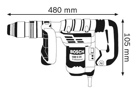 Молоток відбійний Bosch GSH 5 CE, 1150Вт, 8.3 Дж, 1.300 – 2.900 уд/хв, 6.2 кг 0.611.321.000 фото
