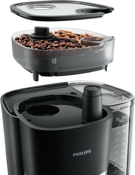 Кавоварка Philips крапельна All-in-1 Brew, 1.25л, зерно+мелена, дисплей, підігрів кавника, кавомолка, чорний (HD7900/50) HD7900/50 фото