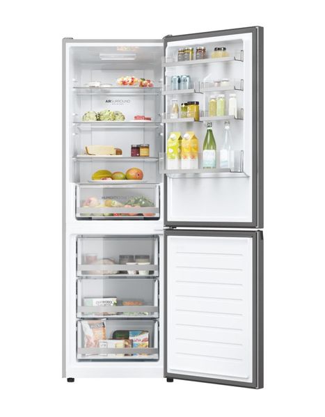 Холодильник Haier з нижн. мороз., 185x66х60, холод.відд.-221л, мороз.відд.-119л, 2дв., А+, NF, інв., зона св-ті, сріблястий (HDW1618DNPK) HDW1618DNPK фото