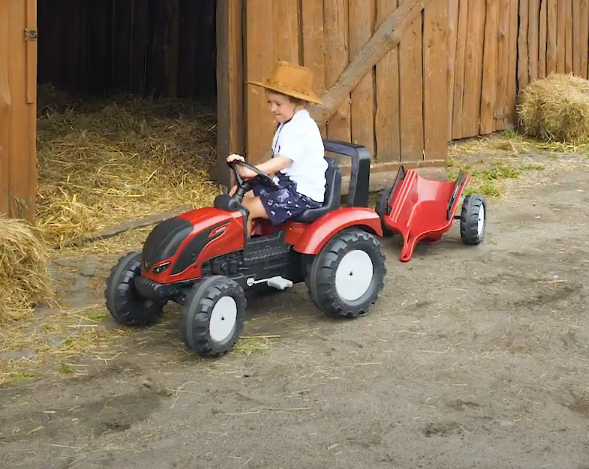 Дитячий трактор на педалях з причепом Falk VALTRA S4 (колір - червоний) (4000AB) 4000AB фото