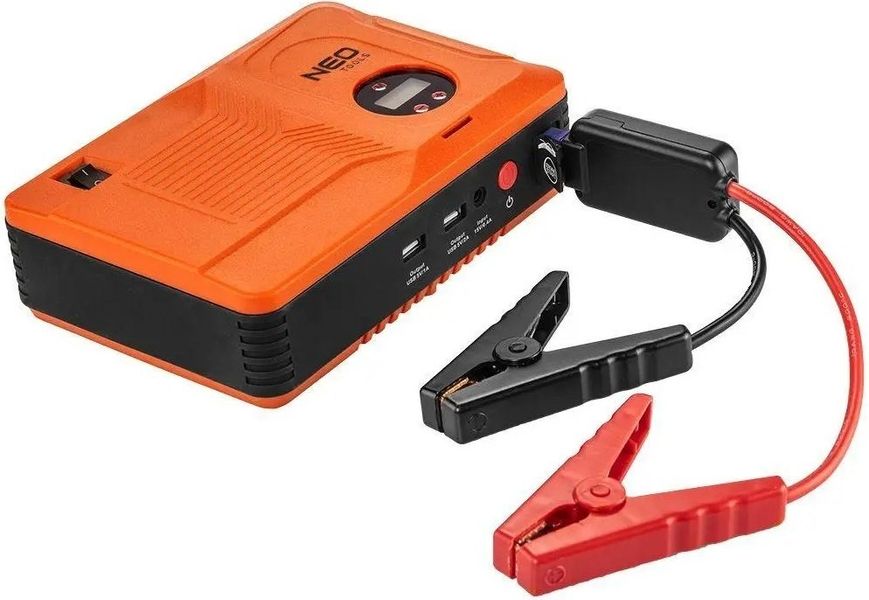 Пусковий пристрій Neo Tools Jumpstarter, для автомобілів, Power Bank 14000мАг, 2хUSB 5В, 12В, пуск 400A, компресор 3.5бар, ліхтарик LED 11-997 фото
