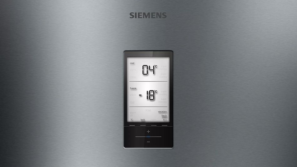 Холодильник Siemens з нижн. мороз., 203x60x67, xолод.відд.-279л, мороз.відд.-87л, 2дв., А++, NF, дисплей, нерж (KG39NAI306) KG39NAI306 фото